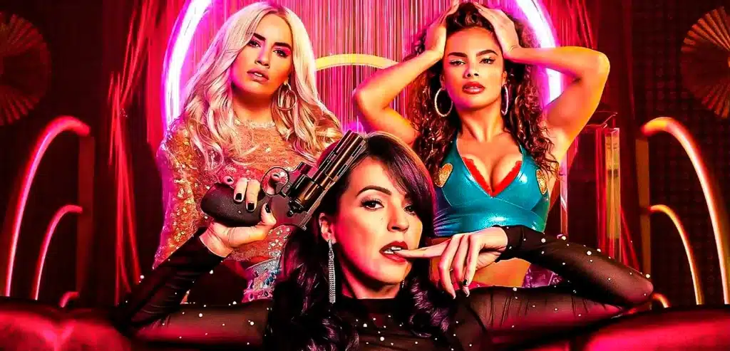 Personajes principales de Sky Rojo con estética neón y actitud desafiante.