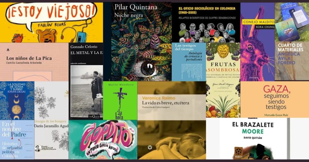 Collage de portadas de libros recomendados en la FILBo 2026, con títulos de autores colombianos e internacionales como Pilar Quintana, Mario Mendoza, Bora Chung y Verónica Raimo.