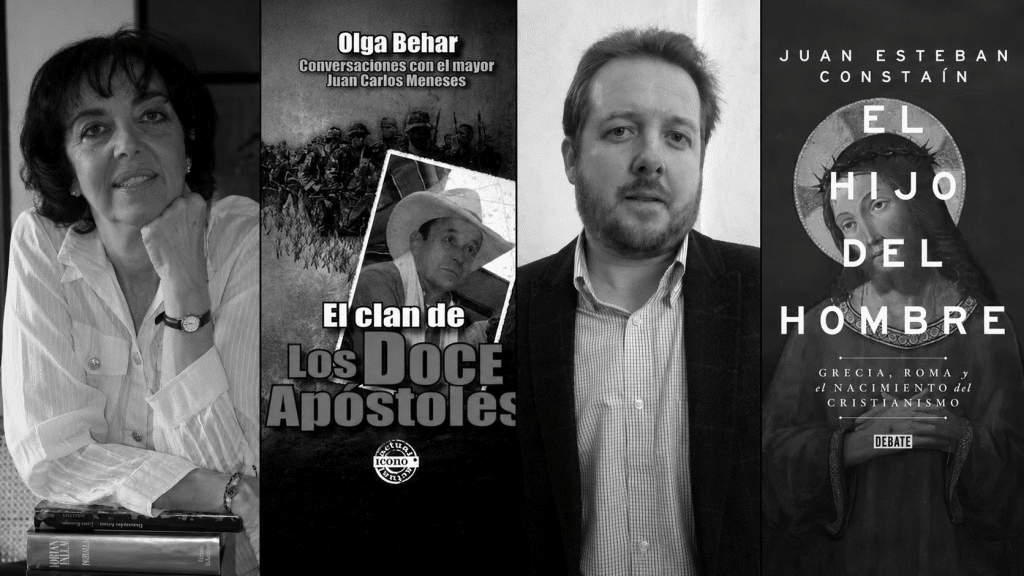 Olga Behar y la portada de El clan de los Doce Apóstoles, uno de los libros destacados en las ventas de Librería Lerner.
